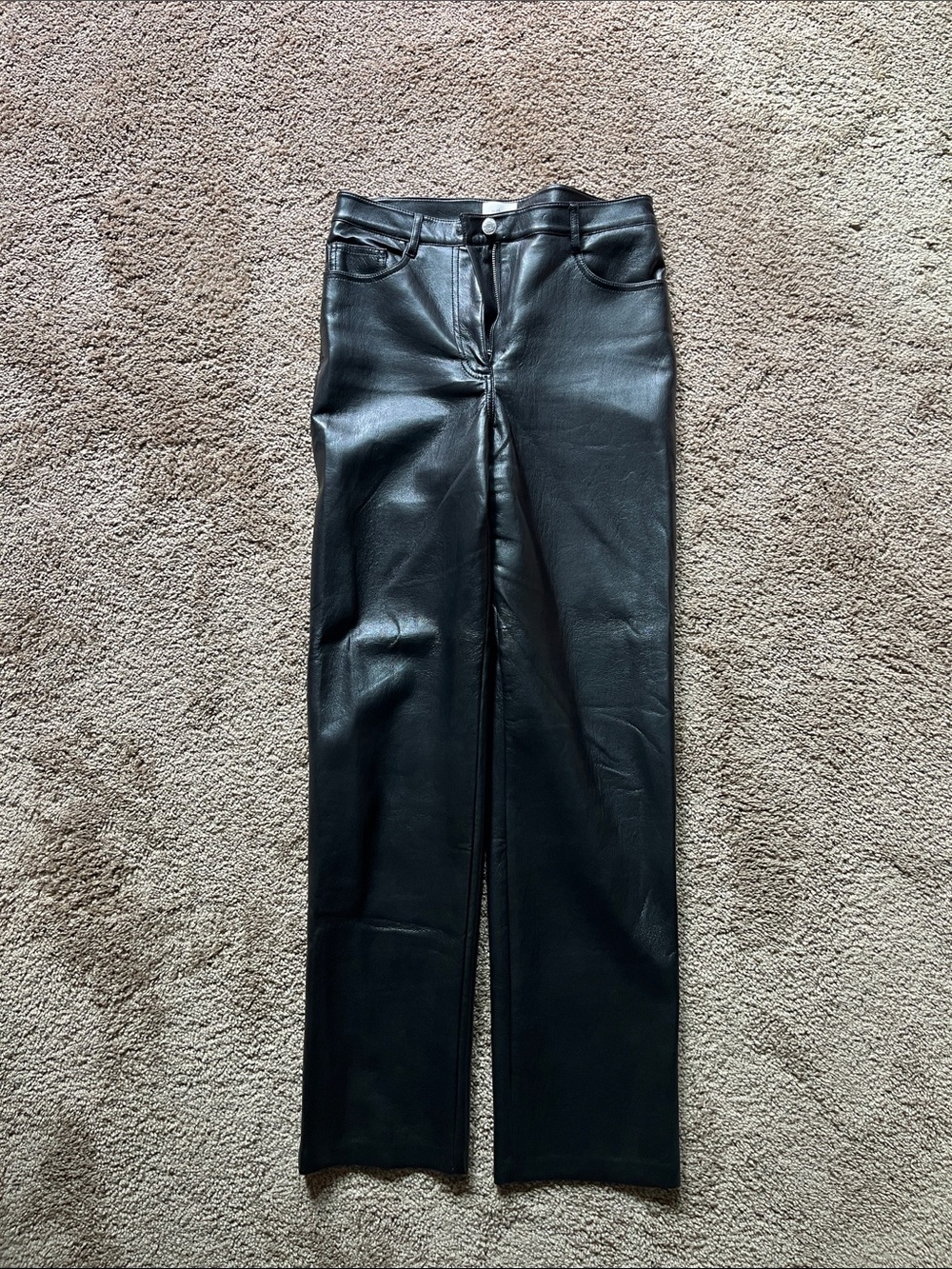 Wilfred Black Faux-Leather Straight Leg Jeans
